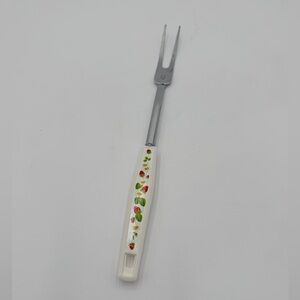 Vintage KOCO Plastic Handle Strawberry Vine Flowers Design Serving Fork 2 Prong